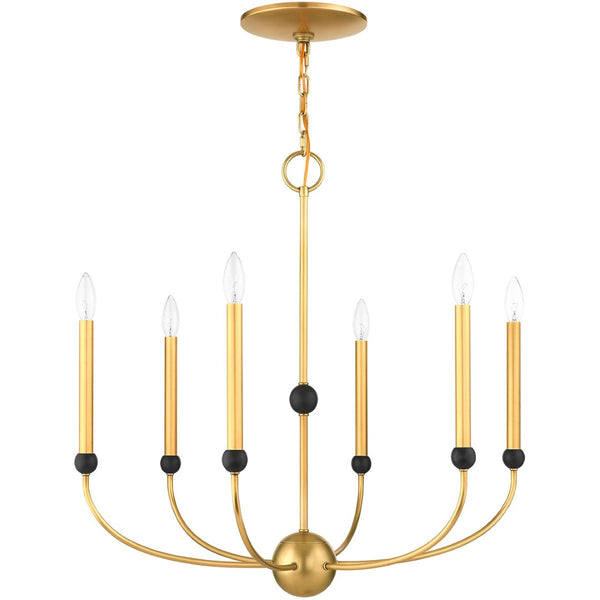 HomeRoots Six Light Dimmable Chandelier - Elegant Cylinder Design with Shades for Versatile Modern Spaces 687446