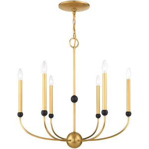 HomeRoots Six Light Dimmable Chandelier - Elegant Cylinder Design with Shades for Versatile Modern Spaces 687446