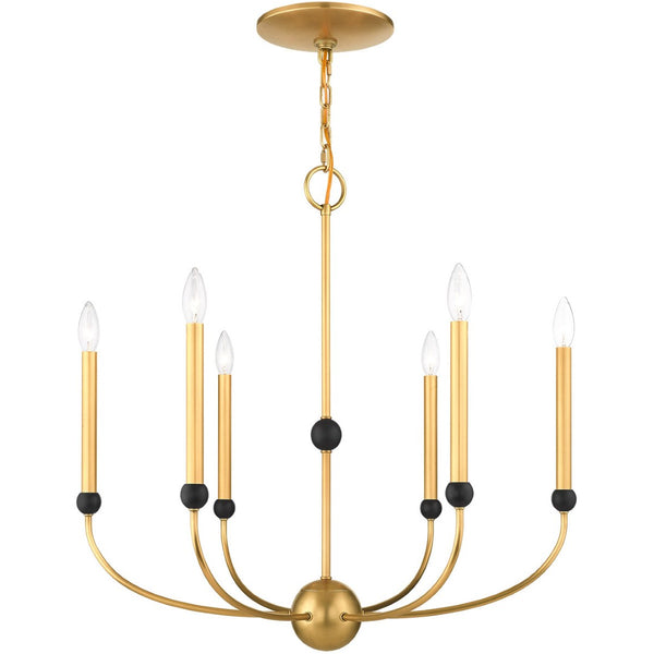 HomeRoots Six Light Dimmable Chandelier - Elegant Cylinder Design with Shades for Versatile Modern Spaces 687446