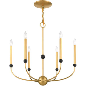 HomeRoots Six Light Dimmable Chandelier - Elegant Cylinder Design with Shades for Versatile Modern Spaces 687446