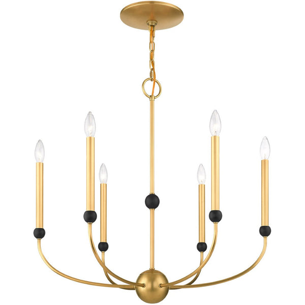 HomeRoots Six Light Dimmable Chandelier - Elegant Cylinder Design with Shades for Versatile Modern Spaces 687446