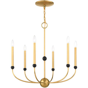 HomeRoots Six Light Dimmable Chandelier - Elegant Cylinder Design with Shades for Versatile Modern Spaces 687446