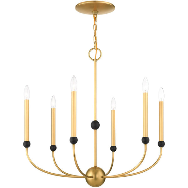 HomeRoots Six Light Dimmable Chandelier - Elegant Cylinder Design with Shades for Versatile Modern Spaces 687446