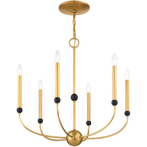 HomeRoots Six Light Dimmable Chandelier - Elegant Cylinder Design with Shades for Versatile Modern Spaces 687446