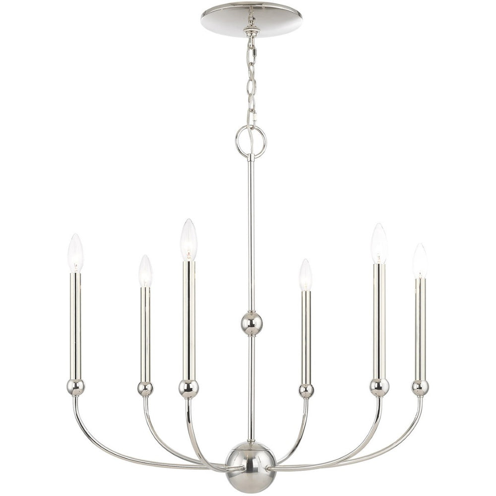 HomeRoots Six Light Dimmable Chandelier with Elegant Shades for Modern Spaces - Adjustable Brightness & Style 687447