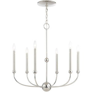 HomeRoots Six Light Dimmable Chandelier with Elegant Shades for Modern Spaces - Adjustable Brightness & Style 687447