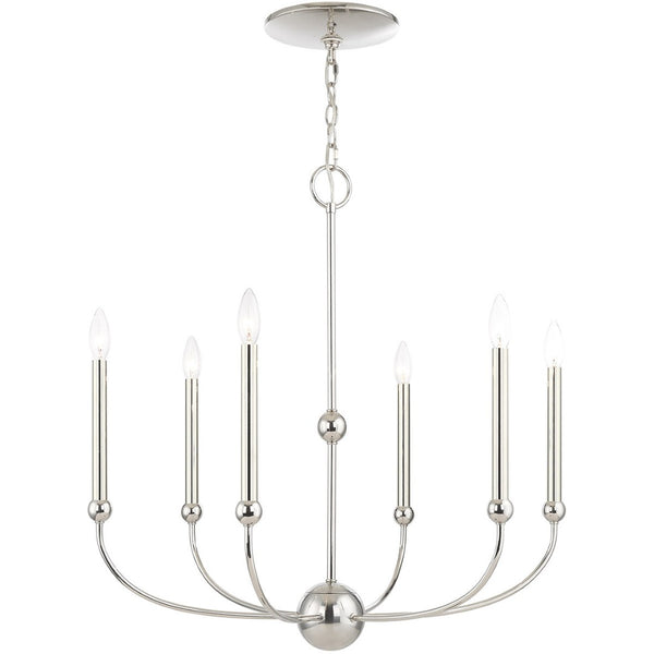 HomeRoots Six Light Dimmable Chandelier with Elegant Shades for Modern Spaces - Adjustable Brightness & Style 687447