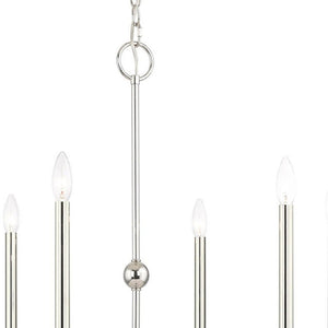 HomeRoots Six Light Dimmable Chandelier with Elegant Shades for Modern Spaces - Adjustable Brightness & Style 687447