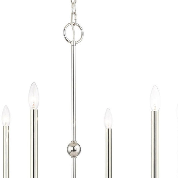HomeRoots Six Light Dimmable Chandelier with Elegant Shades for Modern Spaces - Adjustable Brightness & Style 687447