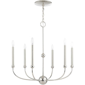 HomeRoots Six Light Dimmable Chandelier with Elegant Shades for Modern Spaces - Adjustable Brightness & Style 687447