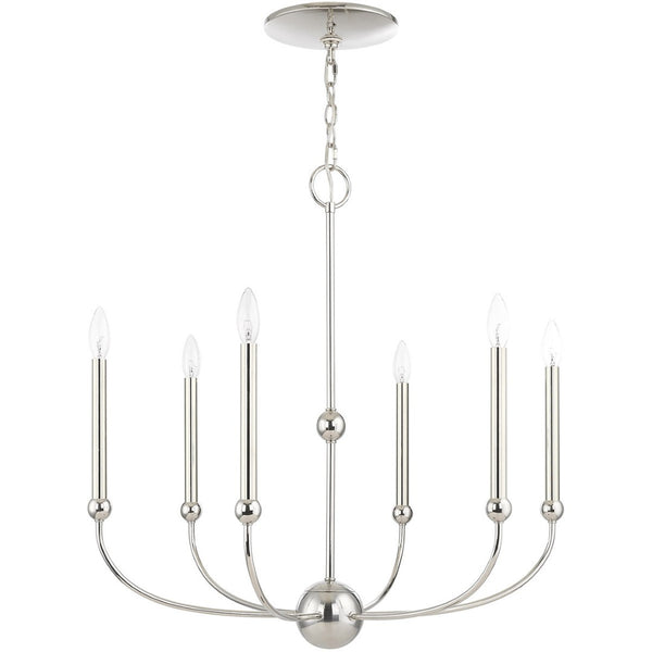 HomeRoots Six Light Dimmable Chandelier with Elegant Shades for Modern Spaces - Adjustable Brightness & Style 687447