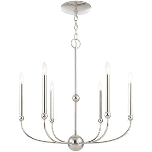 HomeRoots Six Light Dimmable Chandelier with Elegant Shades for Modern Spaces - Adjustable Brightness & Style 687447