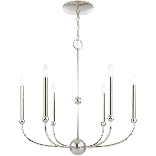 HomeRoots Six Light Dimmable Chandelier with Elegant Shades for Modern Spaces - Adjustable Brightness & Style 687447