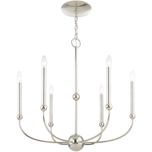 HomeRoots Six Light Dimmable Chandelier with Elegant Shades for Modern Spaces - Adjustable Brightness & Style 687447