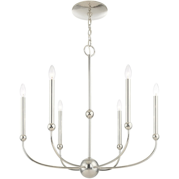 HomeRoots Six Light Dimmable Chandelier with Elegant Shades for Modern Spaces - Adjustable Brightness & Style 687447