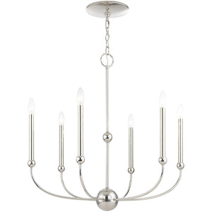 HomeRoots Six Light Dimmable Chandelier with Elegant Shades for Modern Spaces - Adjustable Brightness & Style 687447