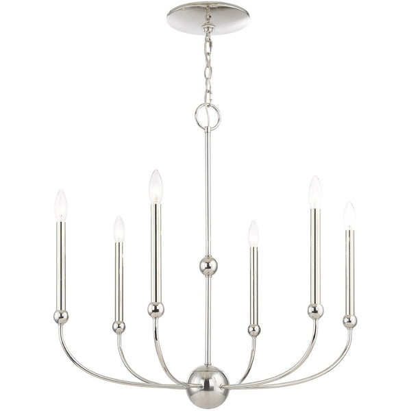 HomeRoots Six Light Dimmable Chandelier with Elegant Shades for Modern Spaces - Adjustable Brightness & Style 687447