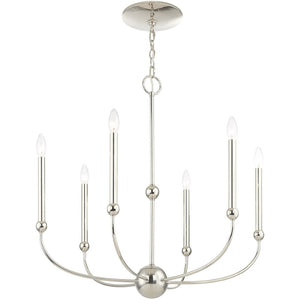 HomeRoots Six Light Dimmable Chandelier with Elegant Shades for Modern Spaces - Adjustable Brightness & Style 687447