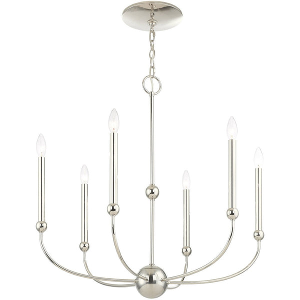 HomeRoots Six Light Dimmable Chandelier with Elegant Shades for Modern Spaces - Adjustable Brightness & Style 687447