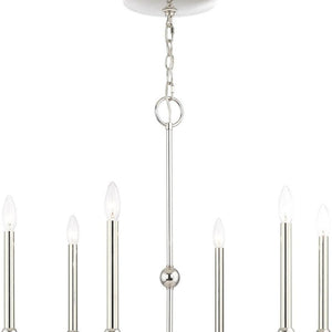 HomeRoots Six Light Dimmable Chandelier with Elegant Shades for Modern Spaces - Adjustable Brightness & Style 687447
