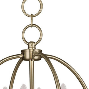 HomeRoots Brass Four-Light Dimmable Chandelier with Modern Steel Shades - Perfect for Dining and Living Spaces 687448