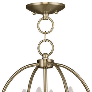 HomeRoots Brass Four-Light Dimmable Chandelier with Modern Steel Shades - Perfect for Dining and Living Spaces 687448