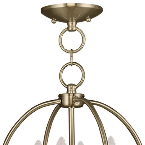 HomeRoots Brass Four-Light Dimmable Chandelier with Modern Steel Shades - Perfect for Dining and Living Spaces 687448