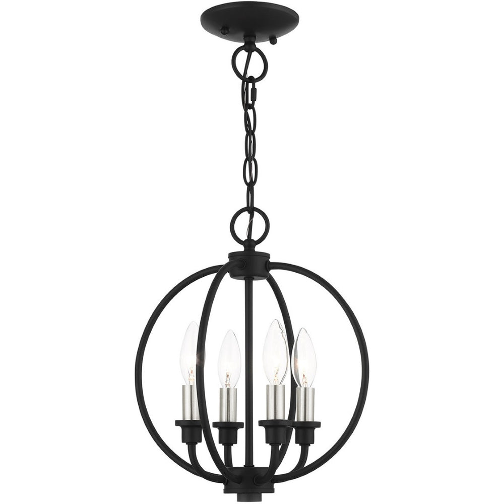 HomeRoots Four Light Dimmable Chandelier - Modern Cylindrical Shades for Elegant Ambiance in Any Room 687449