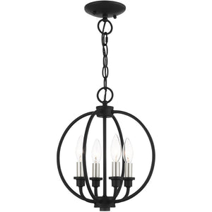 HomeRoots Four Light Dimmable Chandelier - Modern Cylindrical Shades for Elegant Ambiance in Any Room 687449