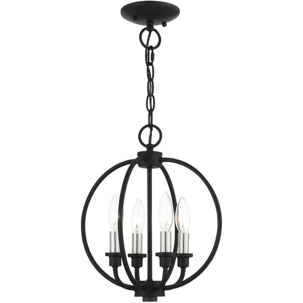 HomeRoots Four Light Dimmable Chandelier - Modern Cylindrical Shades for Elegant Ambiance in Any Room 687449