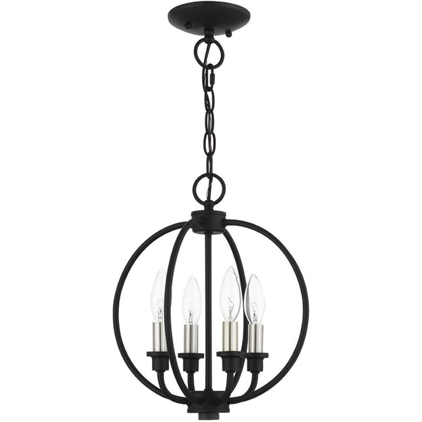 HomeRoots Four Light Dimmable Chandelier - Modern Cylindrical Shades for Elegant Ambiance in Any Room 687449