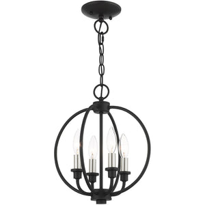 HomeRoots Four Light Dimmable Chandelier - Modern Cylindrical Shades for Elegant Ambiance in Any Room 687449