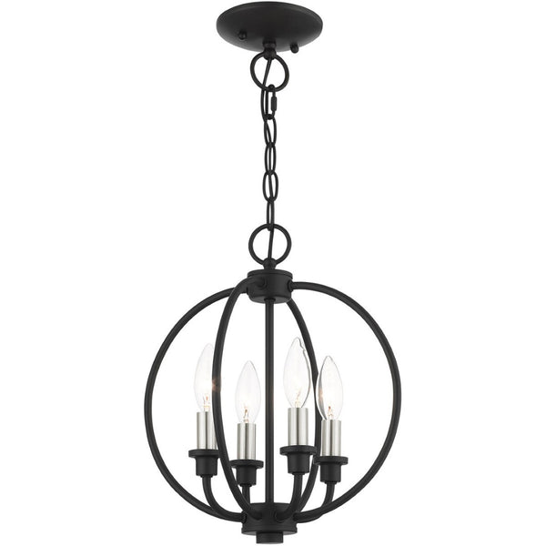 HomeRoots Four Light Dimmable Chandelier - Modern Cylindrical Shades for Elegant Ambiance in Any Room 687449