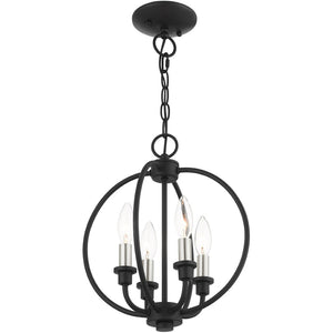 HomeRoots Four Light Dimmable Chandelier - Modern Cylindrical Shades for Elegant Ambiance in Any Room 687449