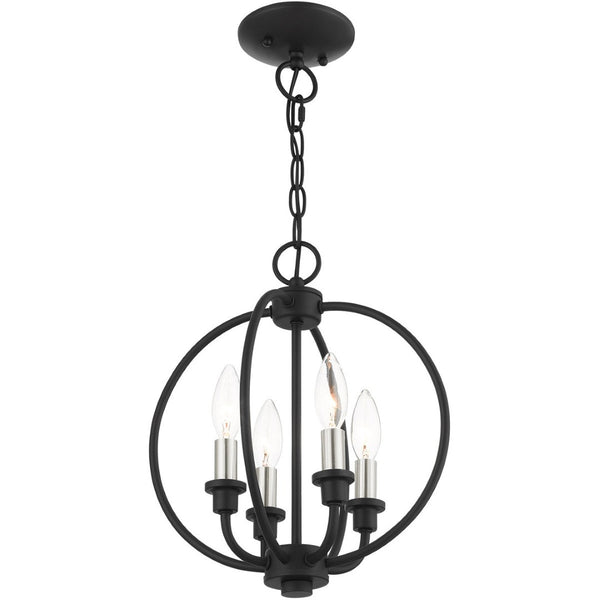 HomeRoots Four Light Dimmable Chandelier - Modern Cylindrical Shades for Elegant Ambiance in Any Room 687449