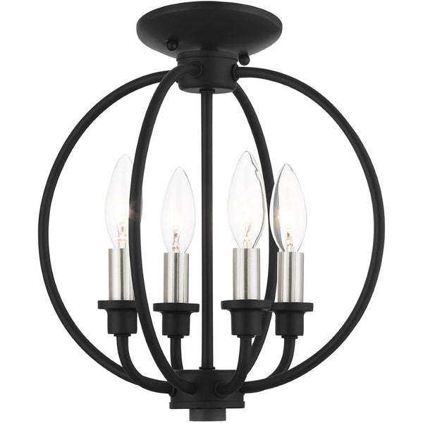HomeRoots Four Light Dimmable Chandelier - Modern Cylindrical Shades for Elegant Ambiance in Any Room 687449