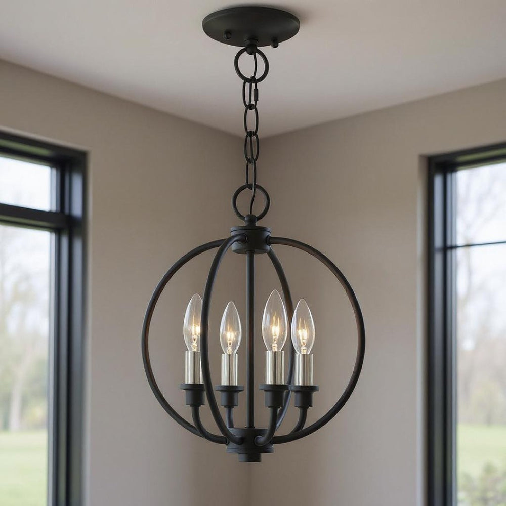 HomeRoots Four Light Dimmable Chandelier - Modern Cylindrical Shades for Elegant Ambiance in Any Room 687449