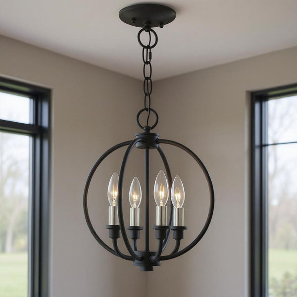 HomeRoots Four Light Dimmable Chandelier - Modern Cylindrical Shades for Elegant Ambiance in Any Room 687449