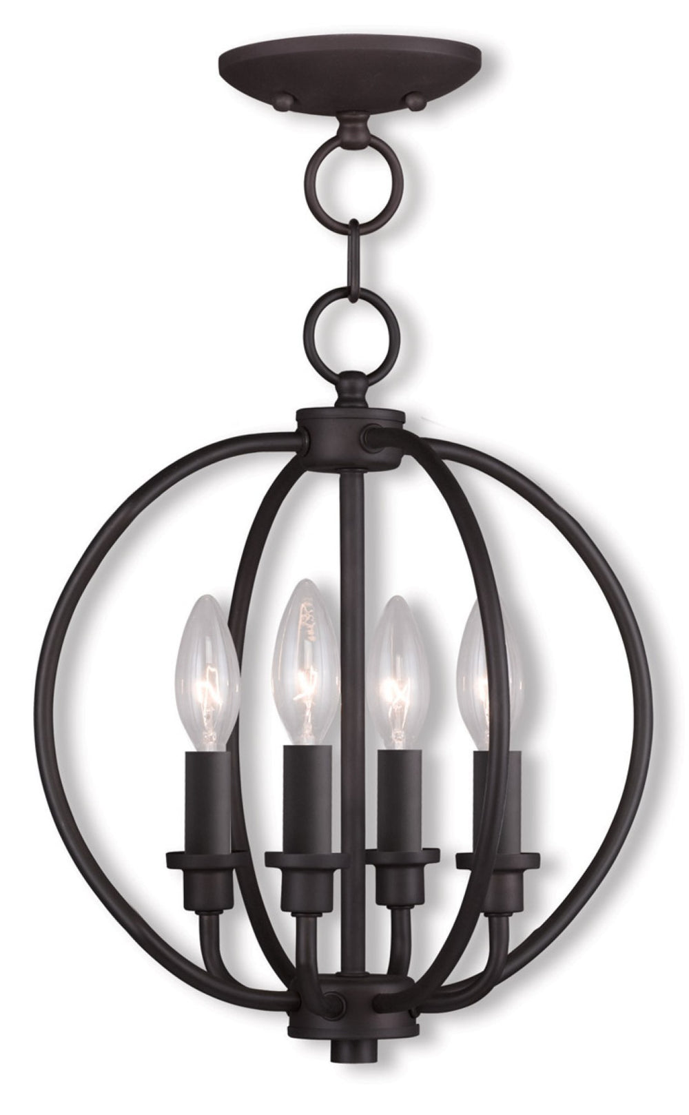 HomeRoots Bronze Four-Light Dimmable Chandelier with Cylinder Shades - Elegant Steel Fixture for Any Room 687450