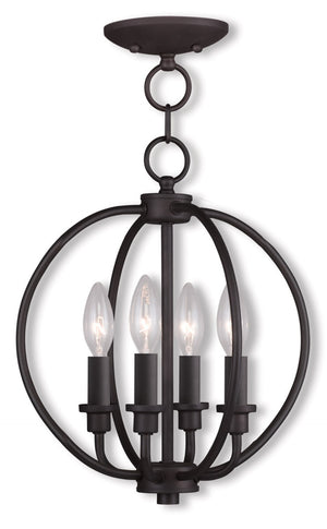 HomeRoots Bronze Four-Light Dimmable Chandelier with Cylinder Shades - Elegant Steel Fixture for Any Room 687450