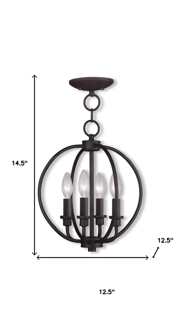 HomeRoots Bronze Four-Light Dimmable Chandelier with Cylinder Shades - Elegant Steel Fixture for Any Room 687450