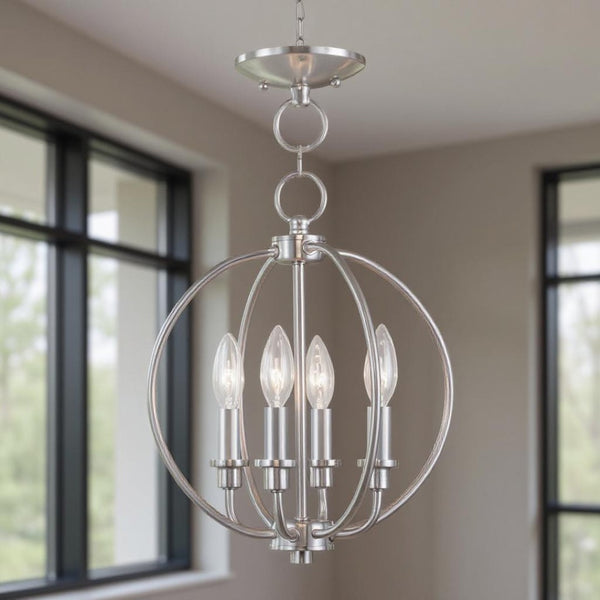 HomeRoots Four Light Dimmable Chandelier - Modern Cylinder Shades for Elegant Ambiance in Any Space 687451