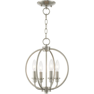 HomeRoots Four Light Dimmable Chandelier - Modern Cylinder Shades for Elegant Ambiance in Any Space 687451