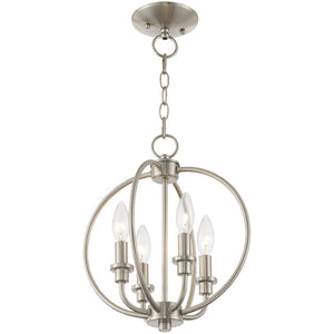 HomeRoots Four Light Dimmable Chandelier - Modern Cylinder Shades for Elegant Ambiance in Any Space 687451