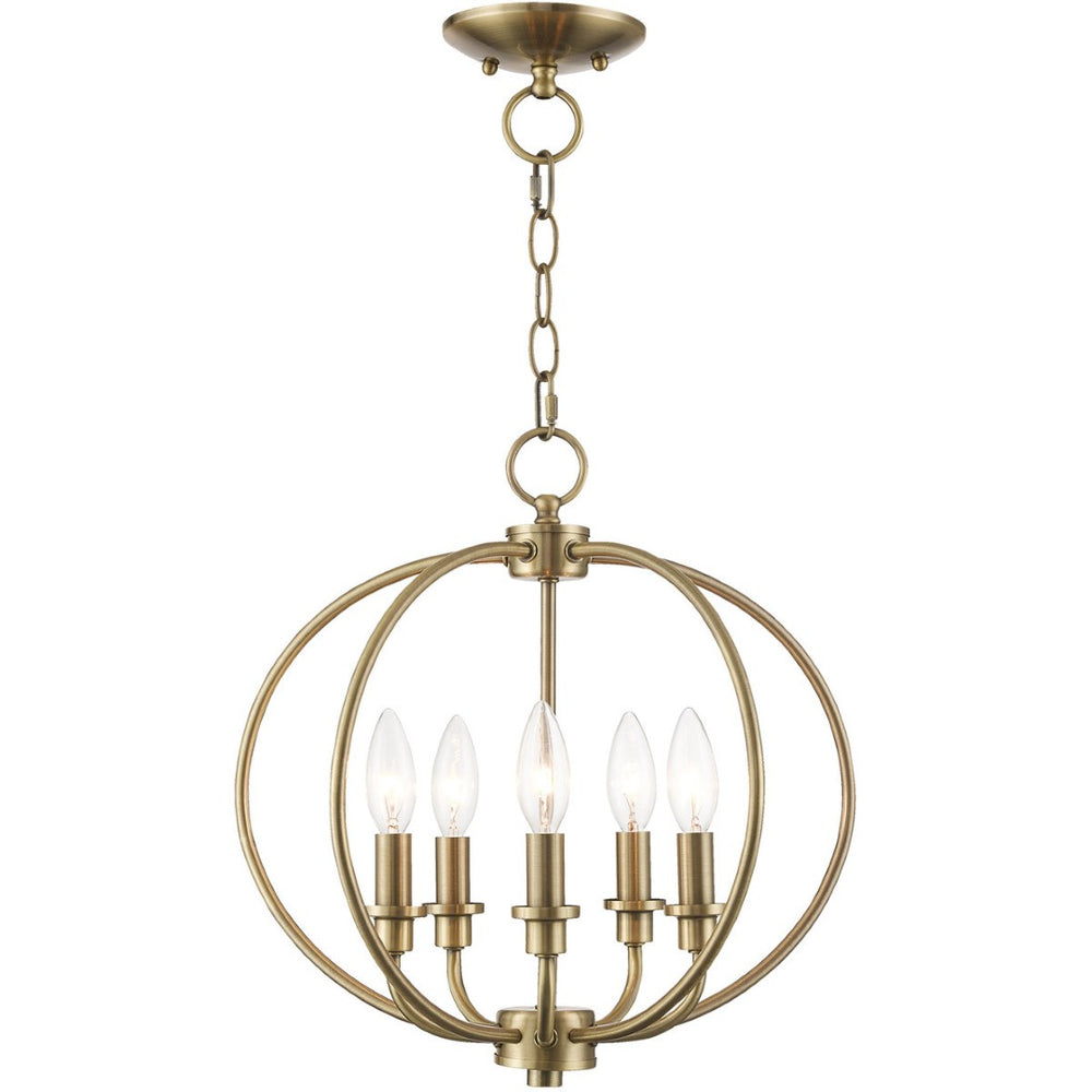 HomeRoots Five Light Dimmable Chandelier - Contemporary Cylinder Design for Modern Ambiance in Any Room 687452