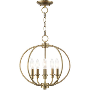 HomeRoots Five Light Dimmable Chandelier - Contemporary Cylinder Design for Modern Ambiance in Any Room 687452