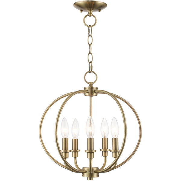 HomeRoots Five Light Dimmable Chandelier - Contemporary Cylinder Design for Modern Ambiance in Any Room 687452
