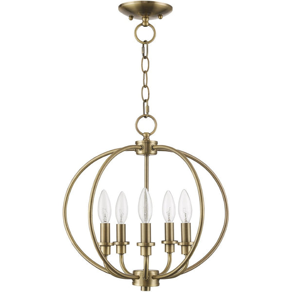 HomeRoots Five Light Dimmable Chandelier - Contemporary Cylinder Design for Modern Ambiance in Any Room 687452