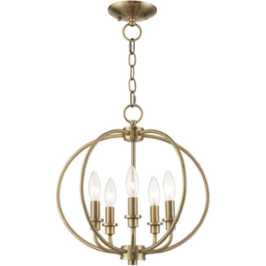 HomeRoots Five Light Dimmable Chandelier - Contemporary Cylinder Design for Modern Ambiance in Any Room 687452