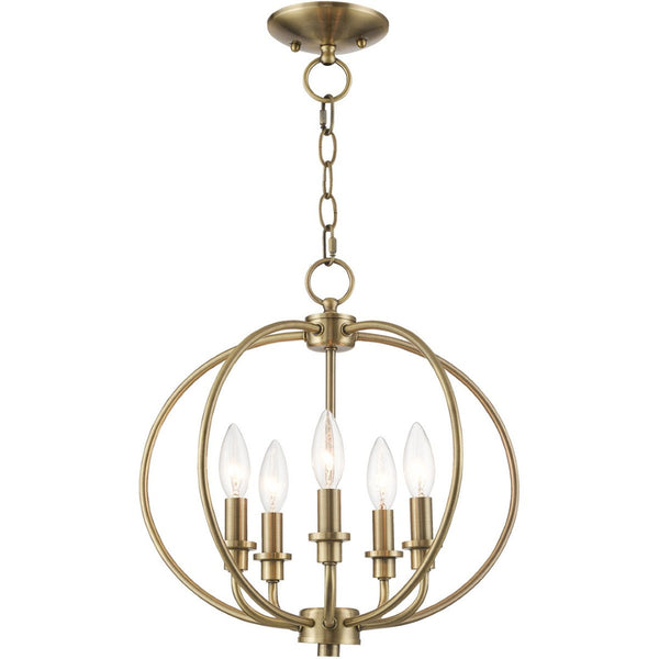 HomeRoots Five Light Dimmable Chandelier - Contemporary Cylinder Design for Modern Ambiance in Any Room 687452